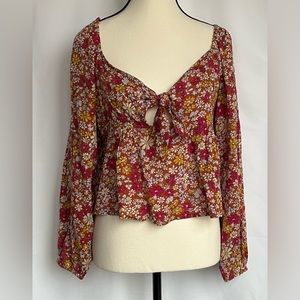 NWT Patrons of‎ Peace Keyhole Front Tie Crop Top - Size Small